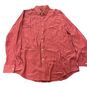 Tasso Elba Mens Button up shirt long sleeve with button size Large 100% cotton